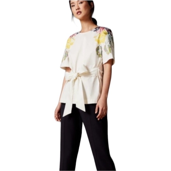 TED BAKER, BONNAY TRANQUILITY, TIE WAIST TUNIC TOP. CAN BE TIED IN FRONT OR BACK - Picture 2 of 10